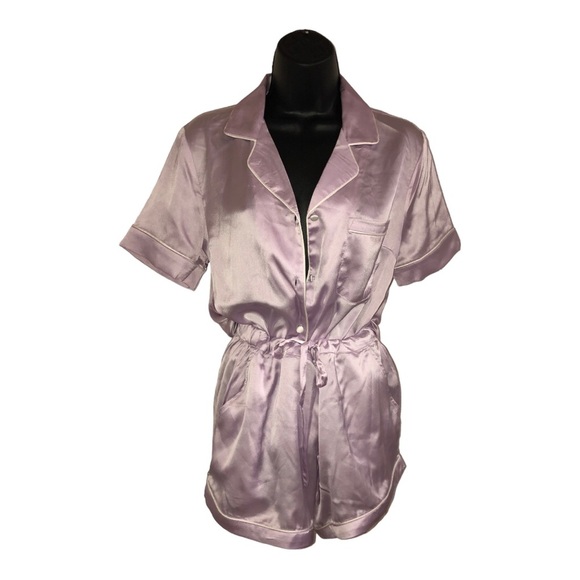 House of Harlow 1960 lavender lilac silk satin look pajama loungewear shorts set - Picture 13 of 14